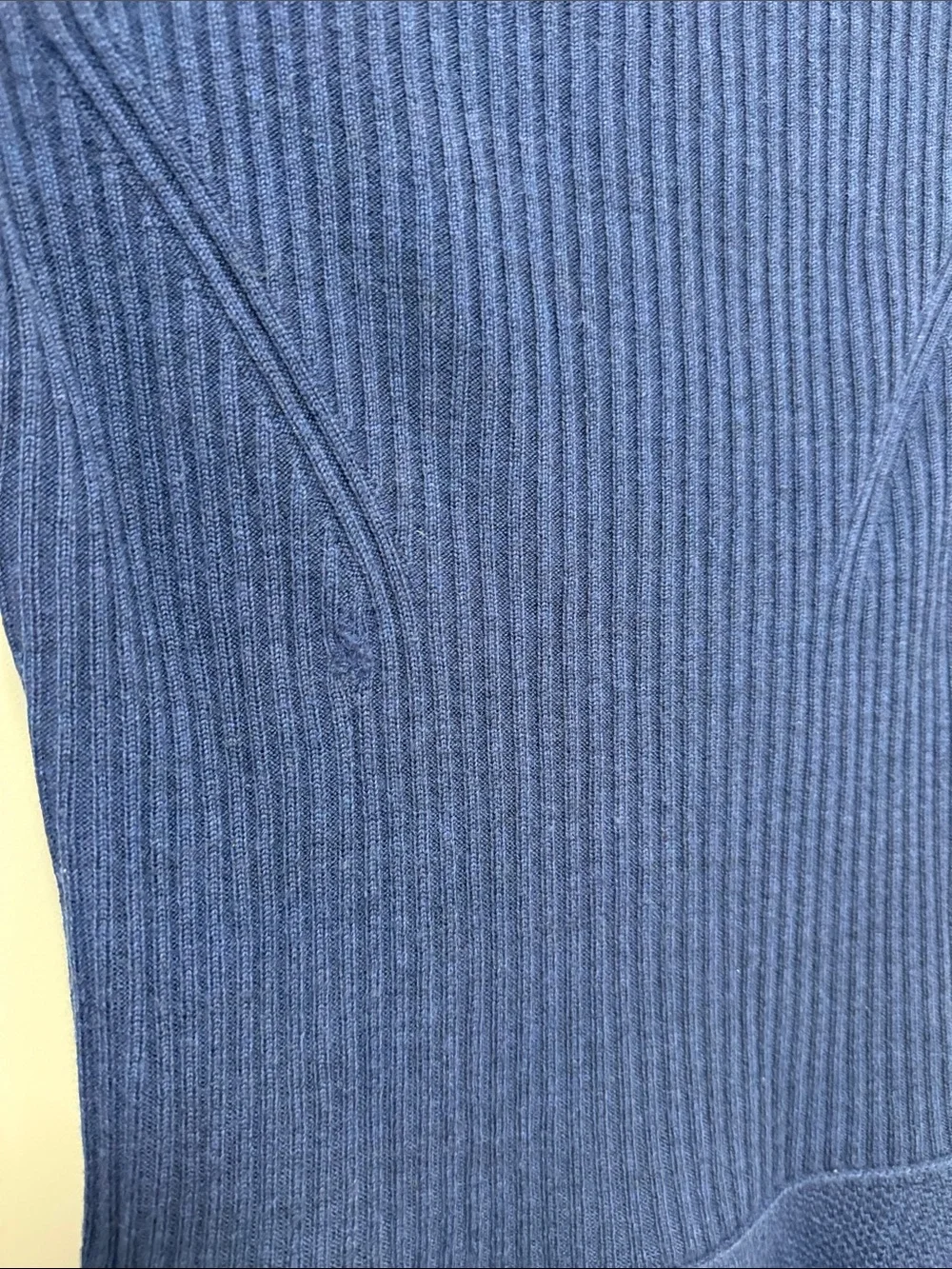 Tory Burch Blue Ramona Merino Wool Ribbed Peplum Sweater wide boat size Small
